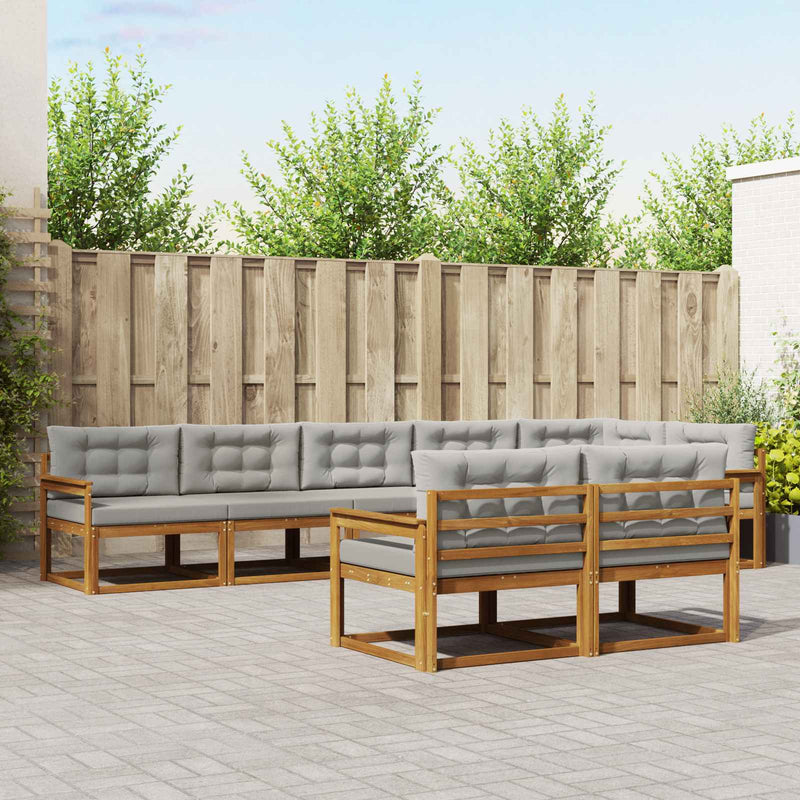 Set de canapele de exterior 8 buc. Natural și gri deschis