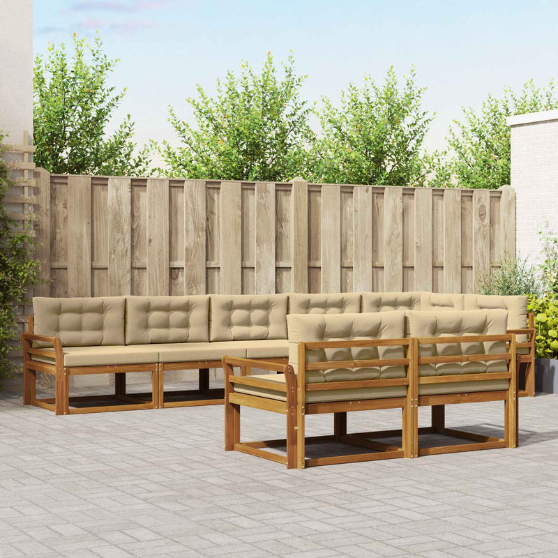 Set de canapele de exterior 8 buc. Natural și Bej