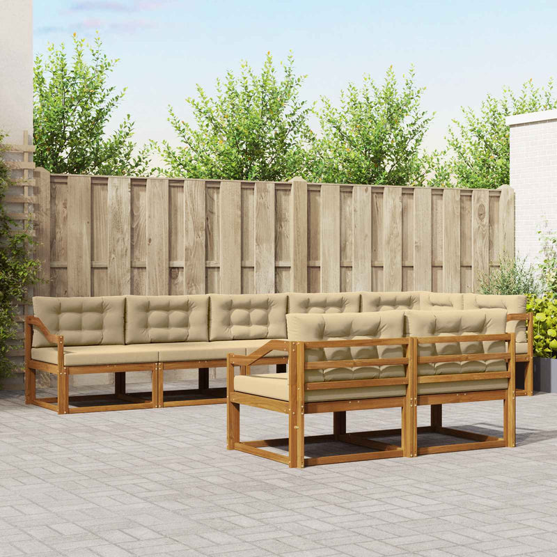 Set de canapele de exterior 8 buc. Natural și Bej