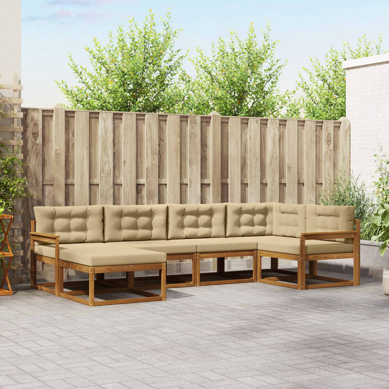 Set de canapele de exterior 6 buc. Natural și Bej