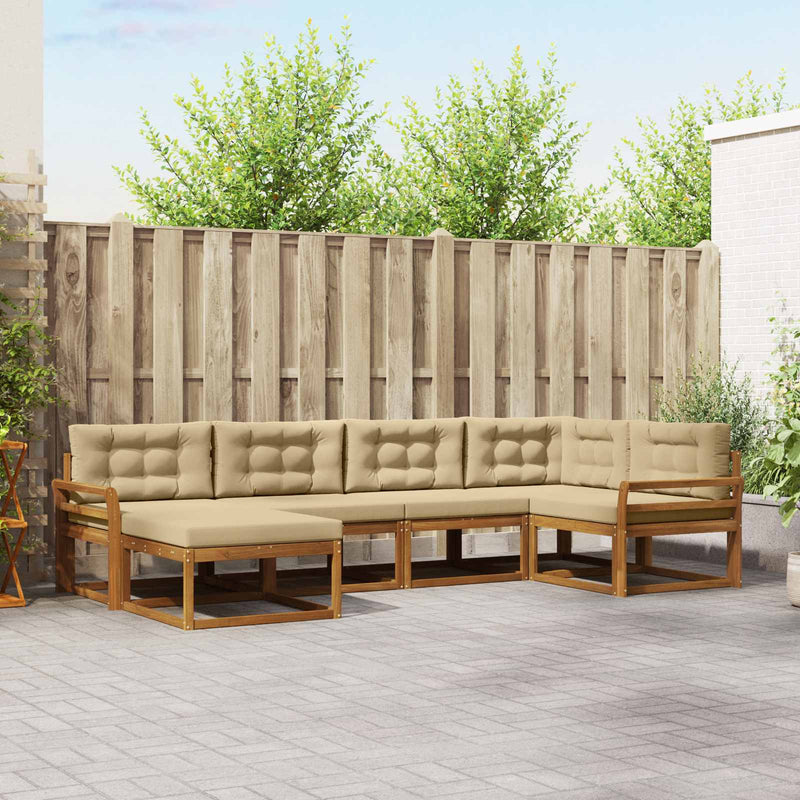 Set de canapele de exterior 6 buc. Natural și Bej