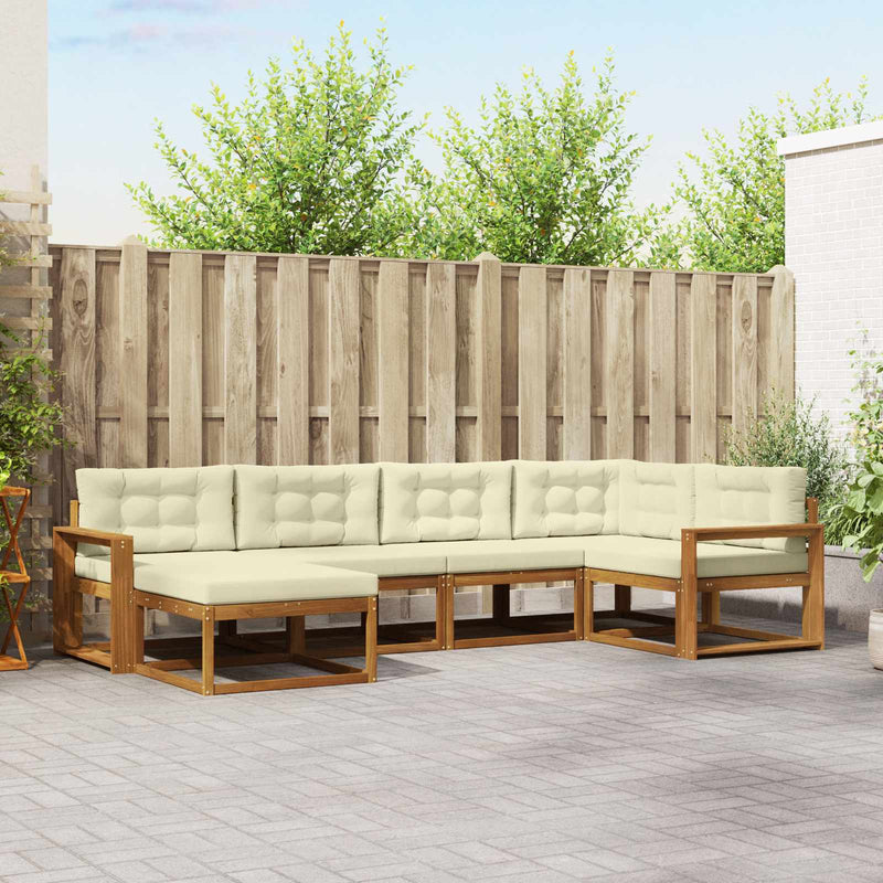 Set de canapele de exterior 6 buc. Natural și Crem
