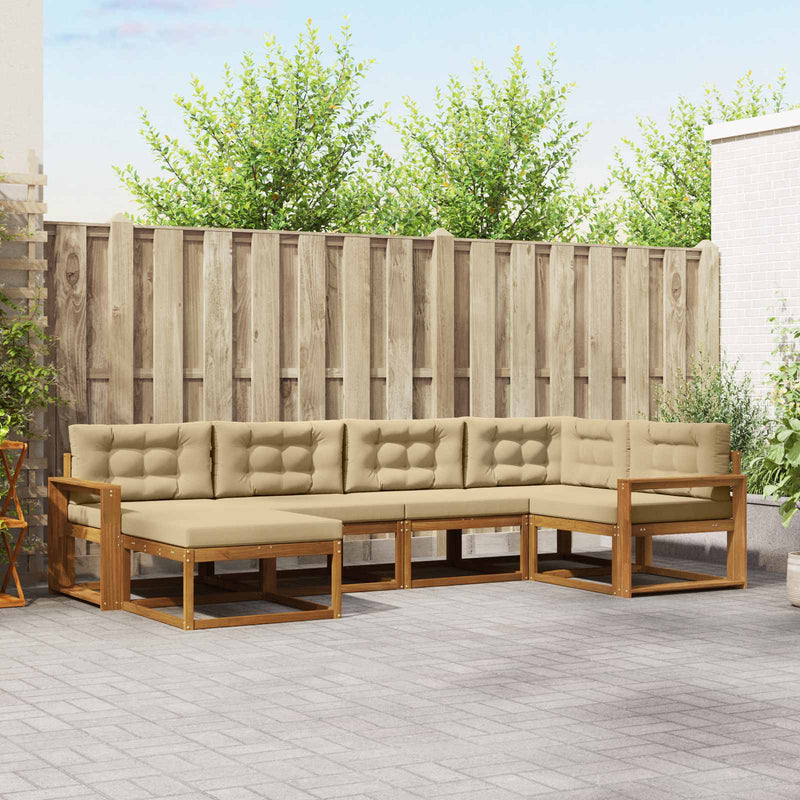 Set de canapele de exterior 6 buc. Natural și Bej