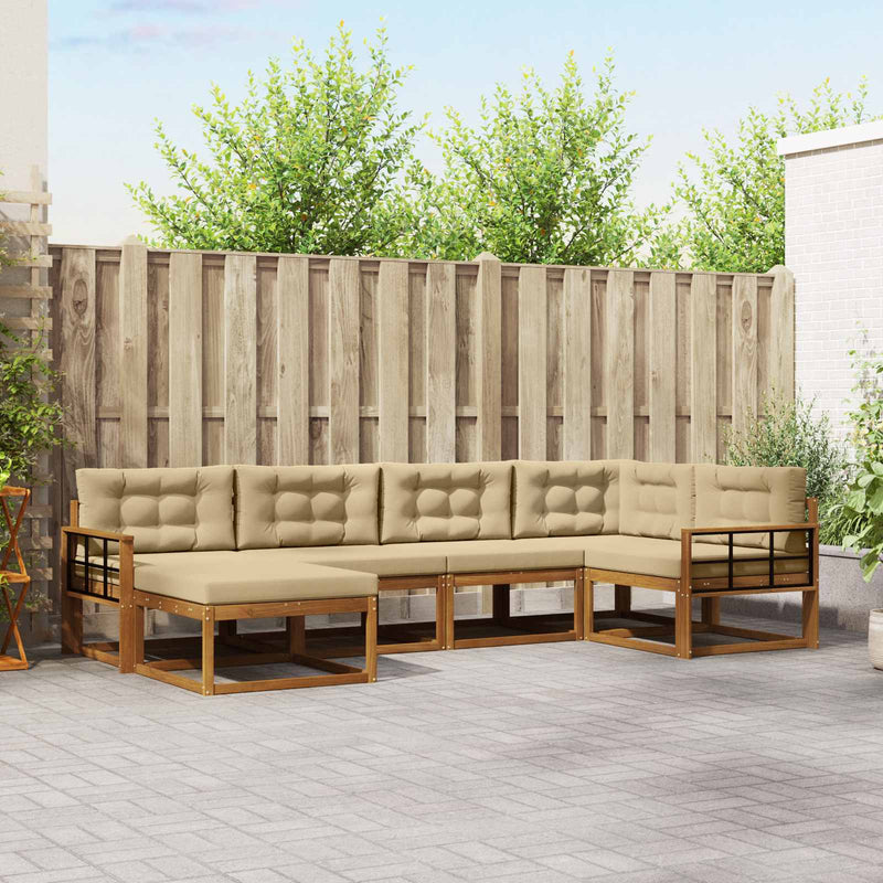 Set de canapele de exterior 6 buc. Natural și Bej