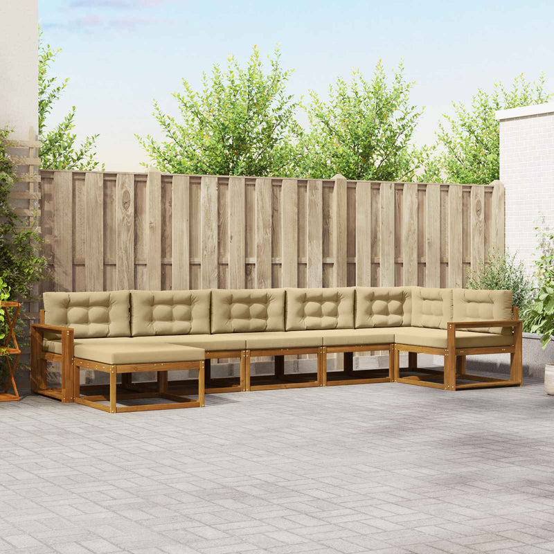 Set de canapele de exterior 7 buc. Natural și Bej