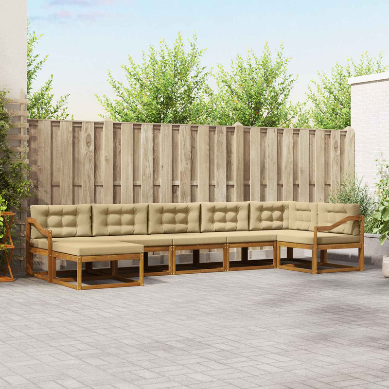 Set de canapele de exterior 7 buc. Natural și Bej