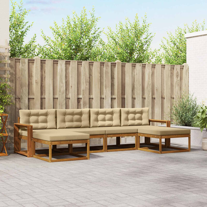 Set de canapele de exterior 6 buc. Natural și Bej