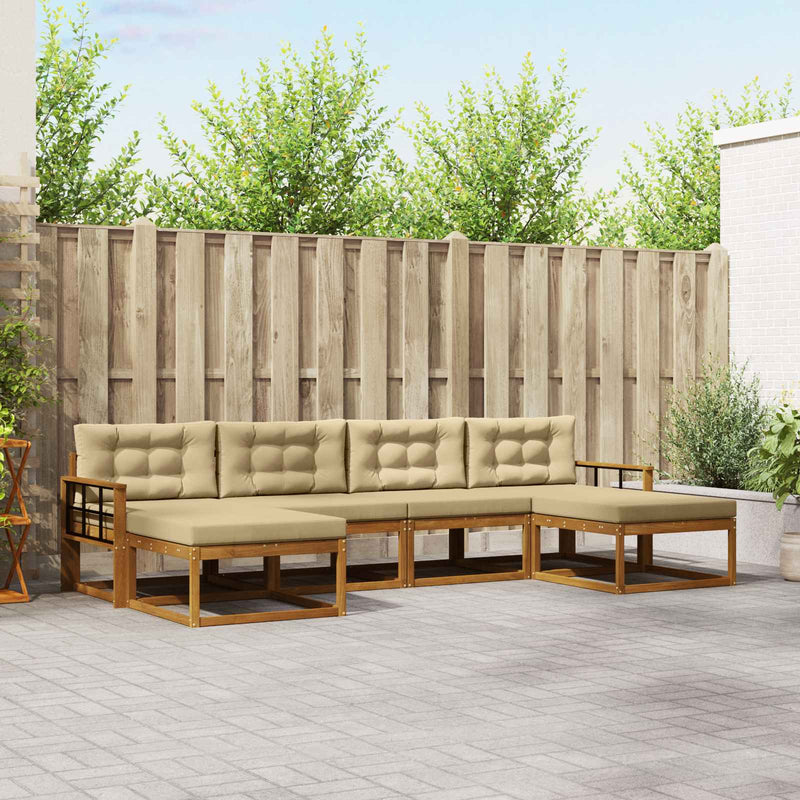 Set de canapele de exterior 6 buc. Natural și Bej