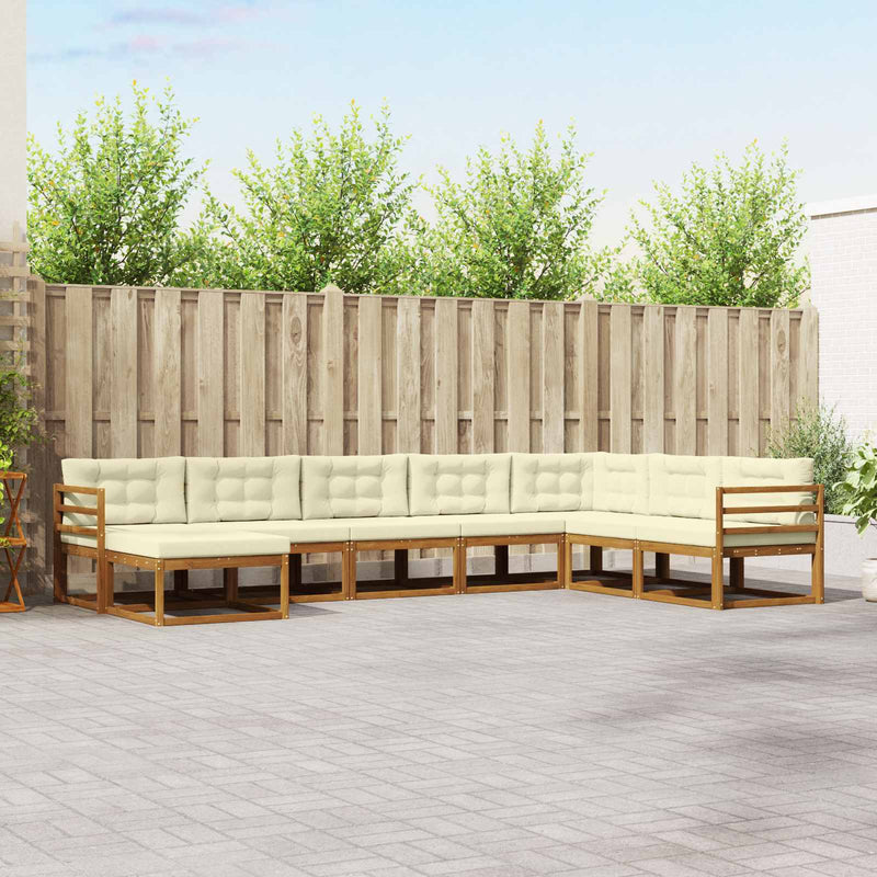 Set de canapele de exterior 8 buc. Natural și Crem