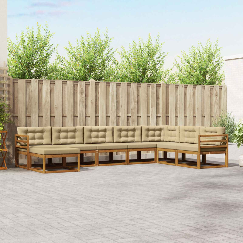 Set de canapele de exterior 8 buc. Natural și Bej