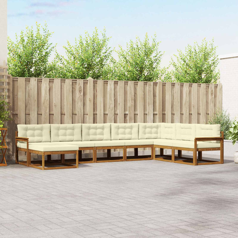 Set de canapele de exterior 8 buc. Natural și Crem