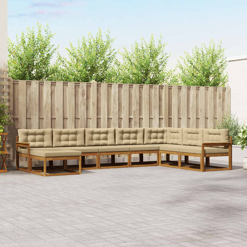 Set de canapele de exterior 8 buc. Natural și Bej