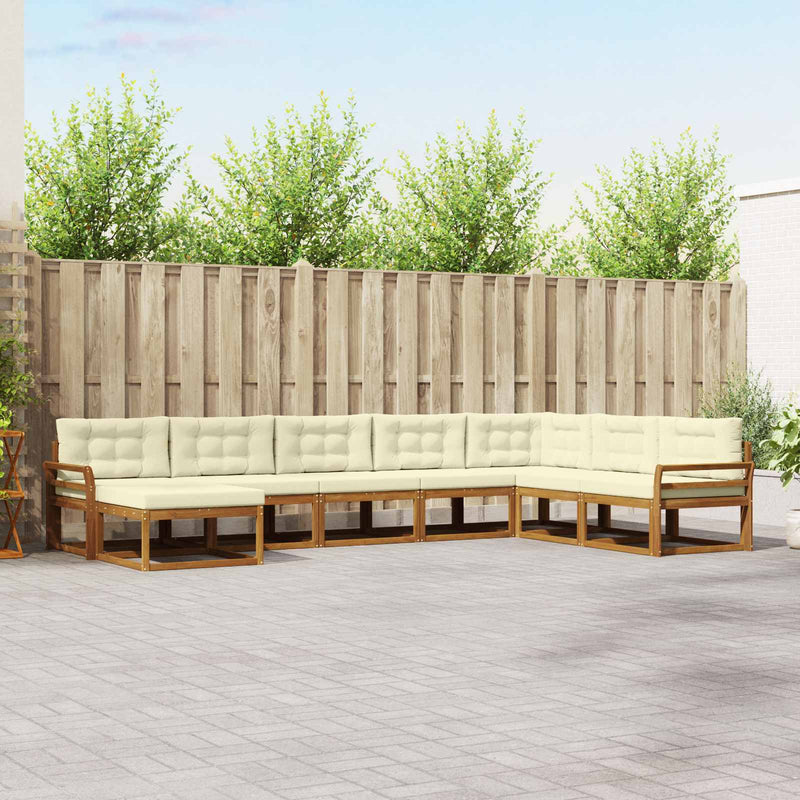 Set de canapele de exterior 8 buc. Natural și Crem