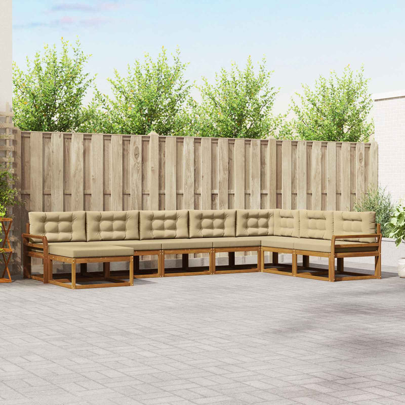 Set de canapele de exterior 8 buc. Natural și Bej