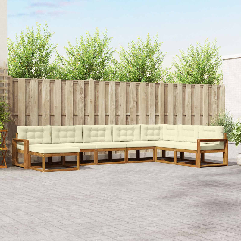 Set de canapele de exterior 8 buc. Natural și Crem