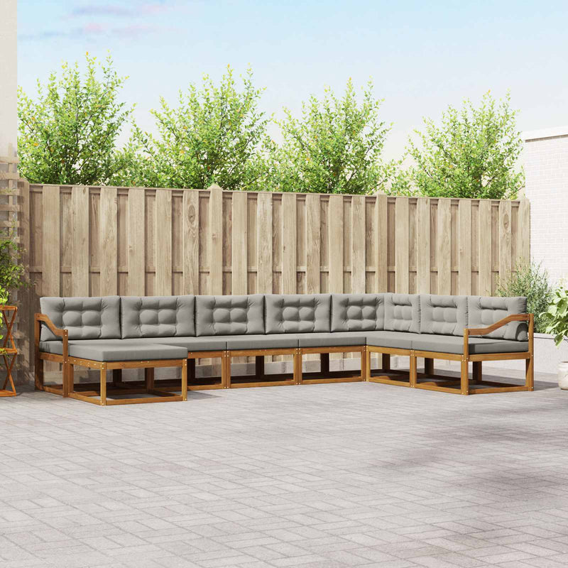 Set de canapele de exterior 8 buc. Gri natural și deschis