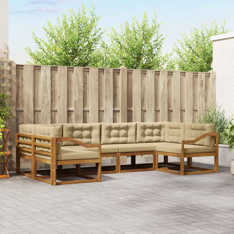 Set de canapele de exterior 6 buc. Natural și Bej