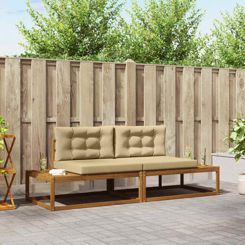 Set de canapele de exterior Lemn de acacia solid și poliester