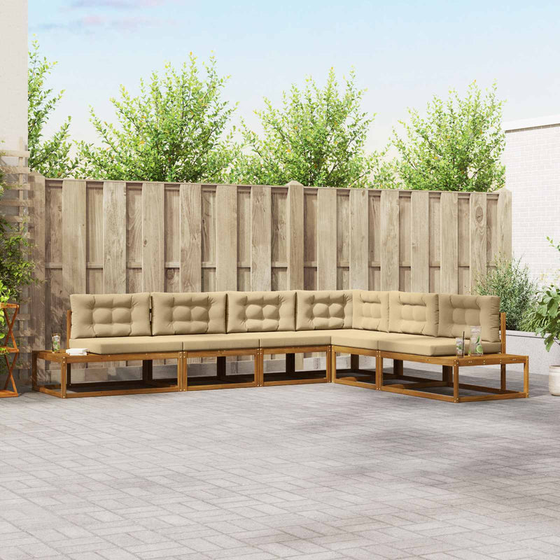 Set de canapele de exterior 6 buc. Natural și Bej