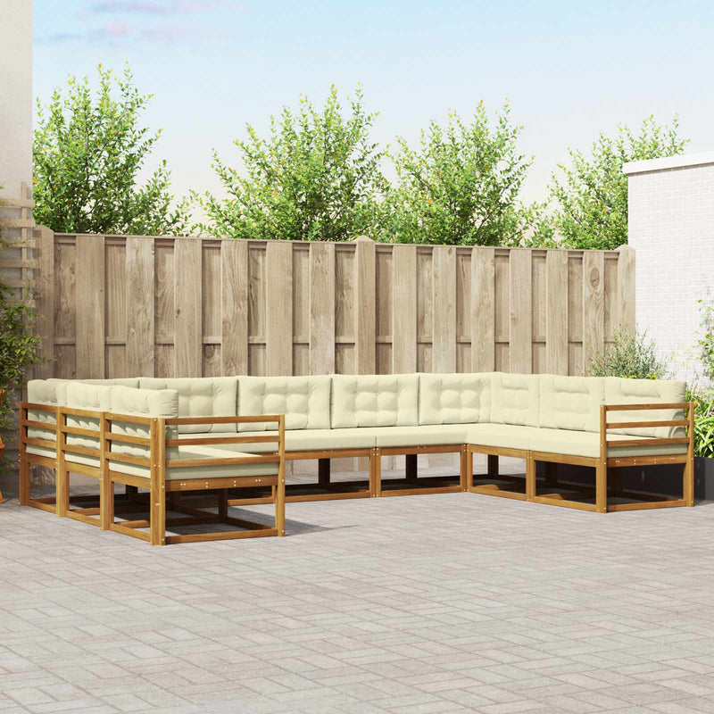 Set de canapele de exterior 9 buc. Natural și Crem