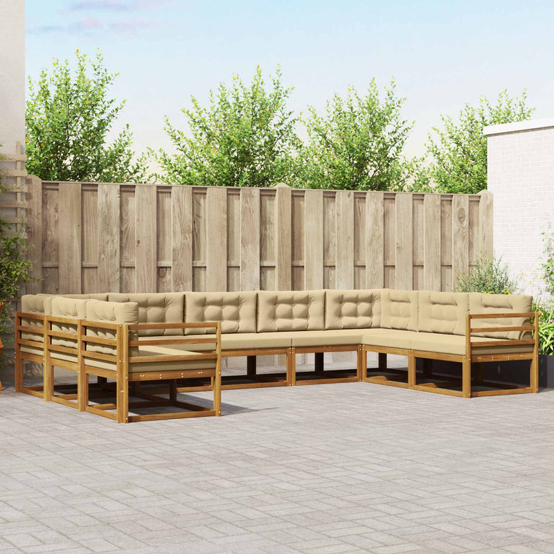 Set de canapele de exterior 9 buc. Natural și Bej