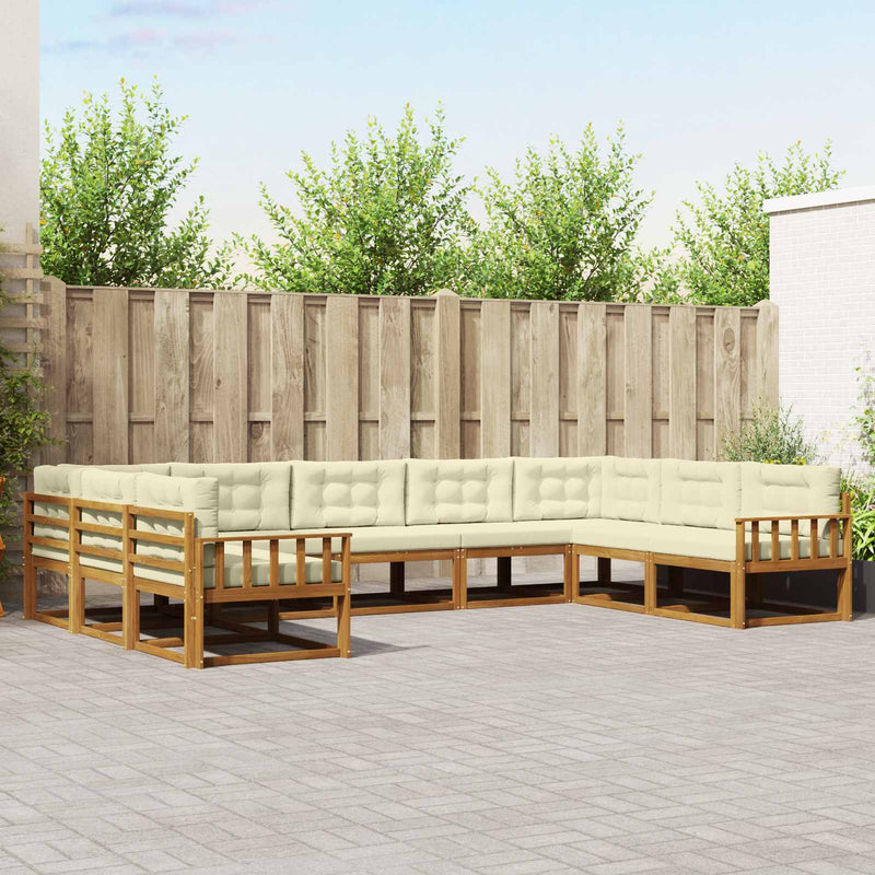 Set de canapele de exterior 9 buc. Natural și Crem