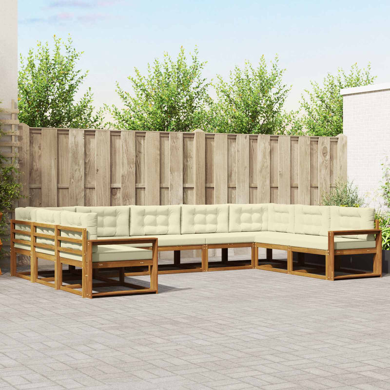 Set de canapele de exterior 9 buc. Natural și Crem