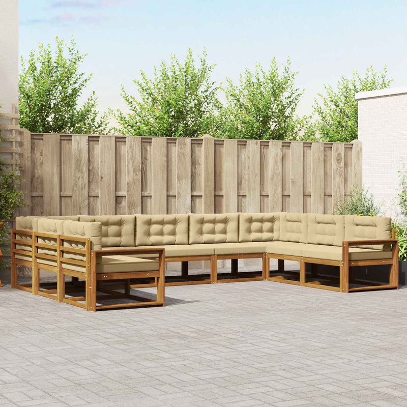 Set de canapele de exterior 9 buc. Natural și Bej