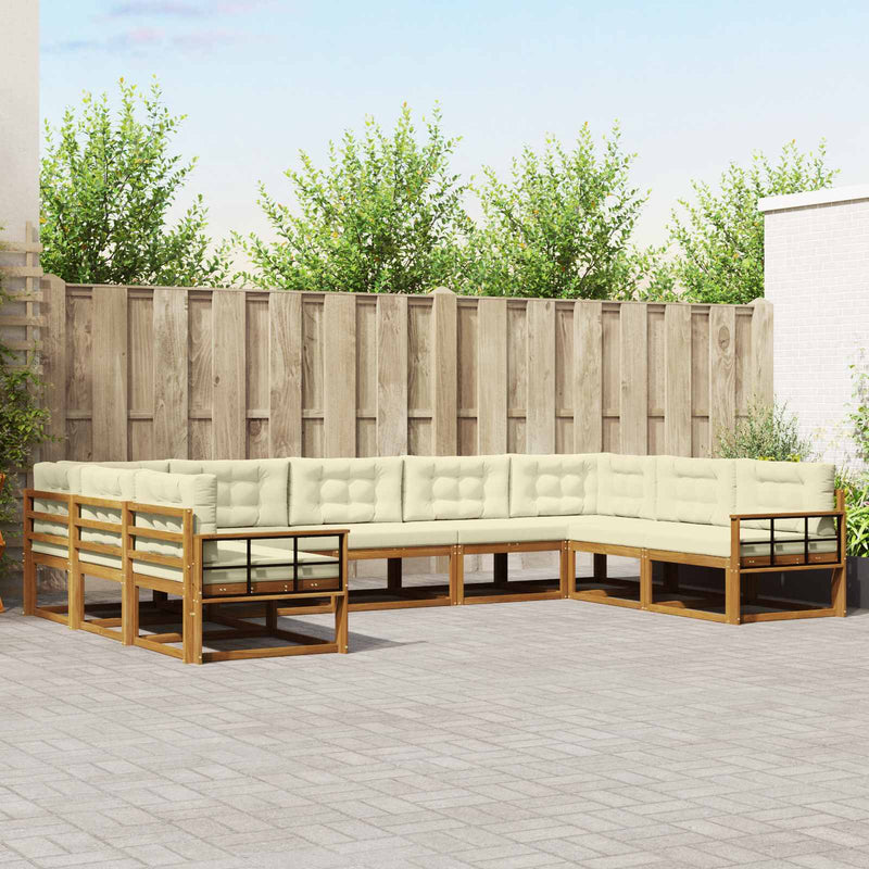 Set de canapele de exterior 9 buc. Natural și Crem