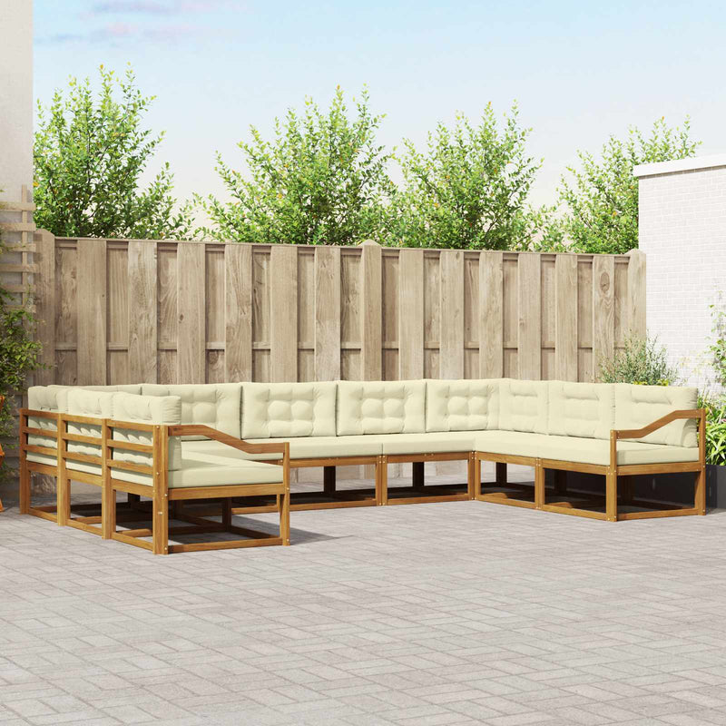 Set de canapele de exterior 9 buc. Natural și Crem