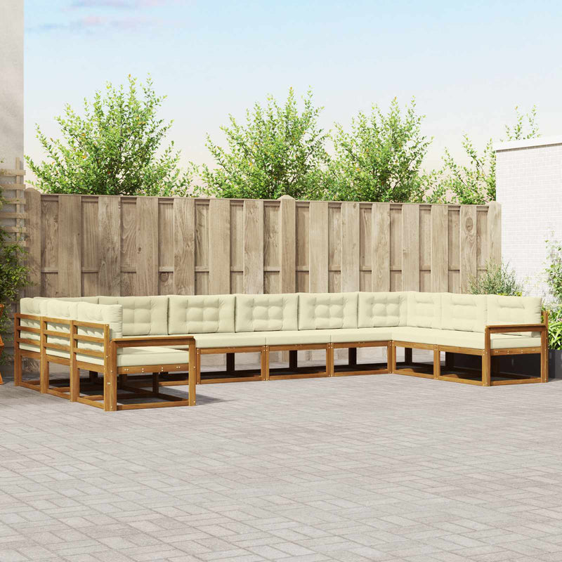 Set de canapele de exterior 10 buc. Natural și Crem