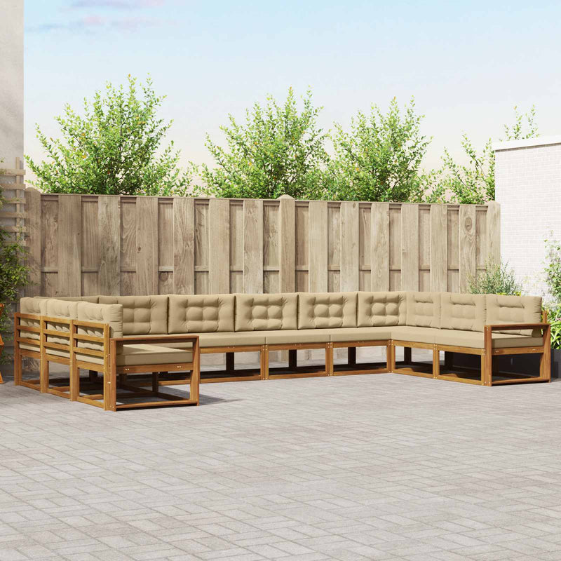 Set de canapele de exterior 10 buc. Natural și Bej
