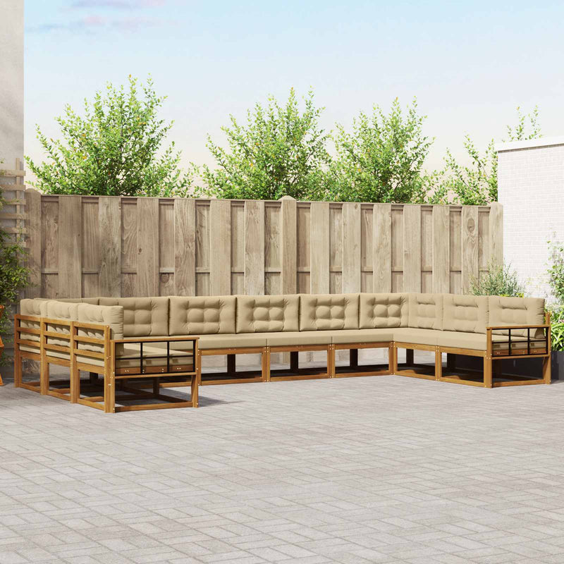 Set de canapele de exterior 10 buc. Natural și Bej