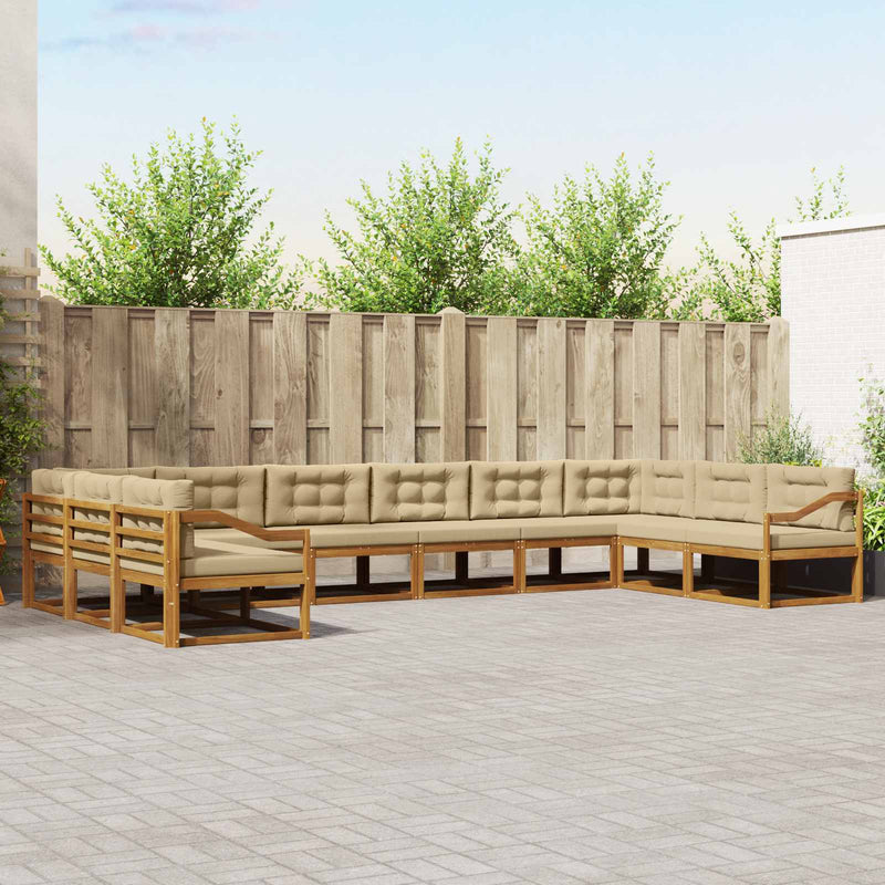 Set de canapele de exterior 10 buc. Natural și Bej