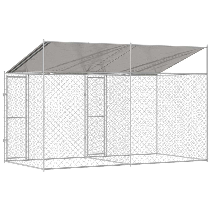 Cușcă pentru câini cu acoperiș Argintiu 400 x 200 x 256 cm