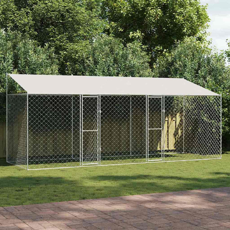 Cușcă pentru câini cu acoperiș Argintiu 600 x 200 x 256 cm
