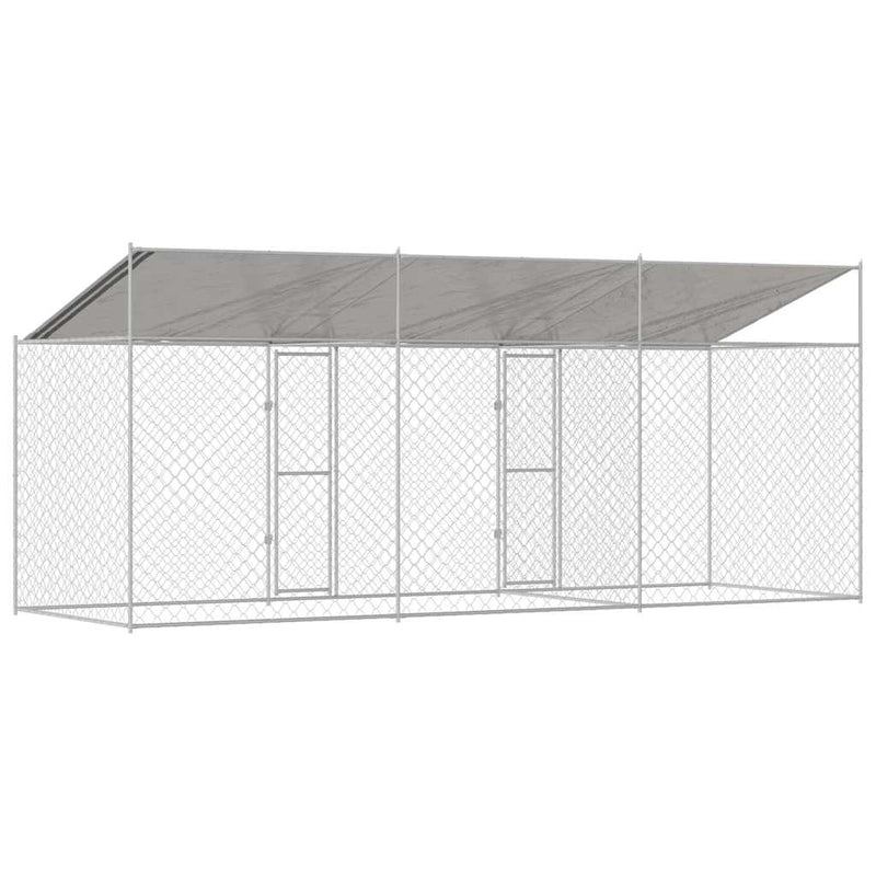 Cușcă pentru câini cu acoperiș Argintiu 600 x 200 x 256 cm