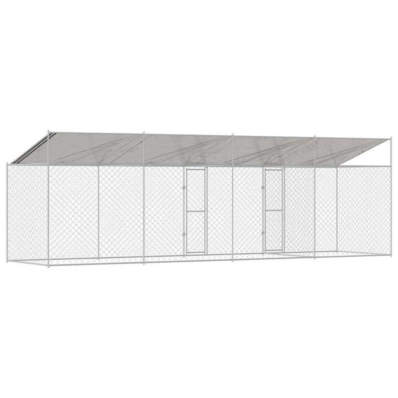 Cușcă pentru câini cu acoperiș Argintiu 800 x 200 x 256 cm