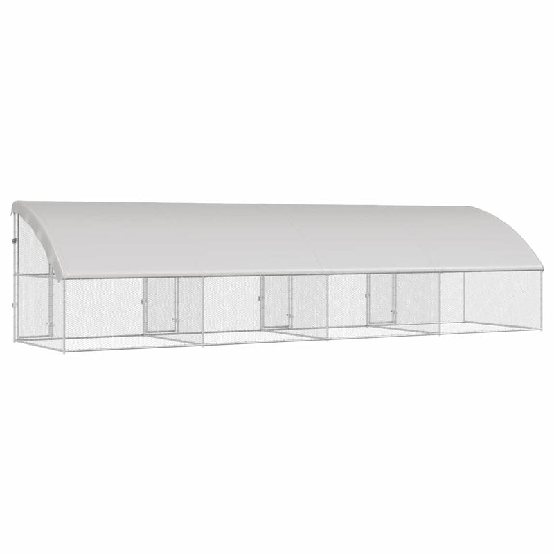 Cușcă pentru găini cu 4 uși 4 buc. Argintiu 800x200x200cm