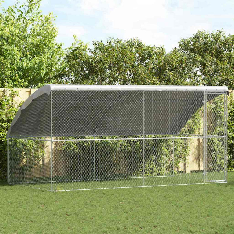 Cușcă pentru pui cu 1 ușă 2 buc. Argintiu 400x200x200cm