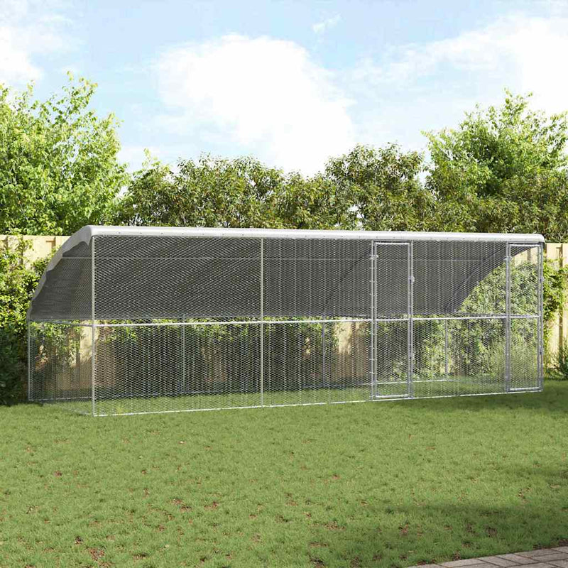 Cușcă de pui cu 2 uși 3 buc. Argintiu 600x200x200cm