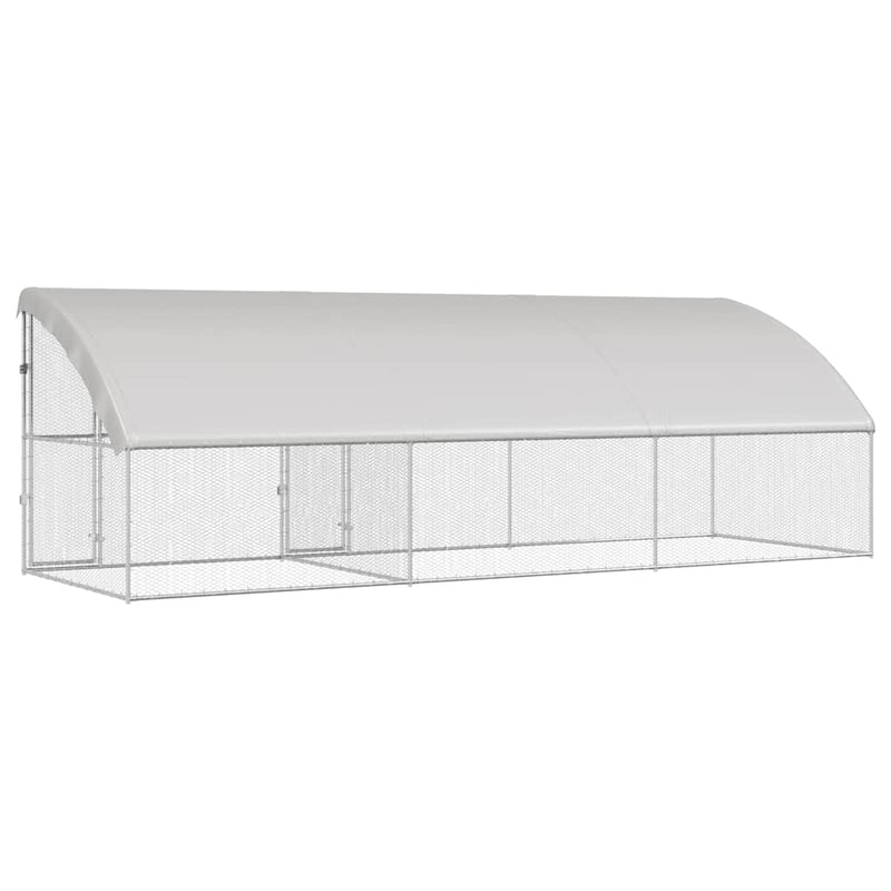 Cușcă de pui cu 2 uși 3 buc. Argintiu 600x200x200cm