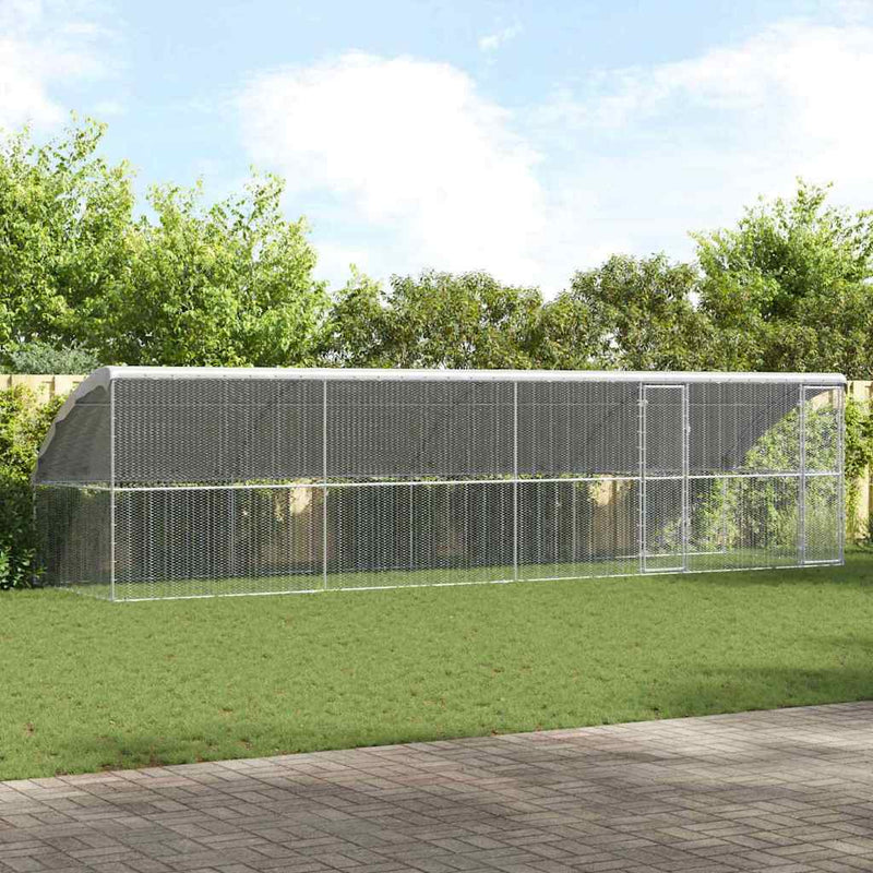 Cușcă pentru pui cu 2 uși 4 buc. Argintiu 800x200x200cm