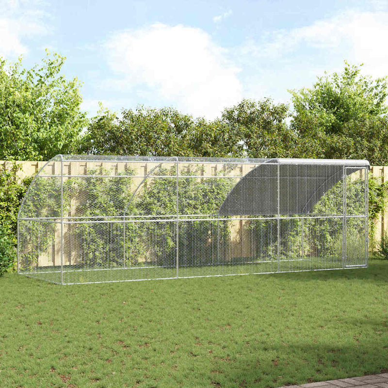 Cușcă pentru găini cu 1 ușă 3 buc. Argintiu 600x200x200cm