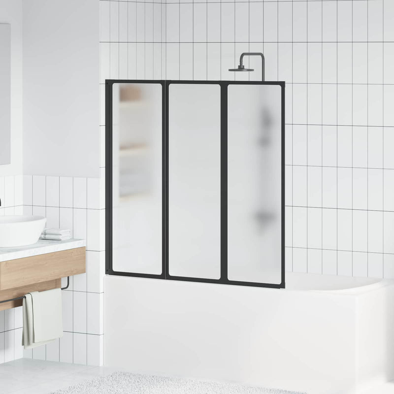 Paravan de duș Negru 120 x 2 x 117 cm Aluminiu și PP