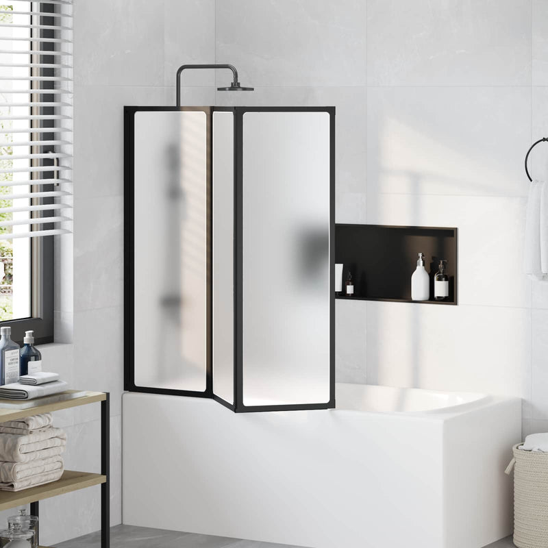 Paravan de duș Negru 120 x 2 x 117 cm Aluminiu și PP