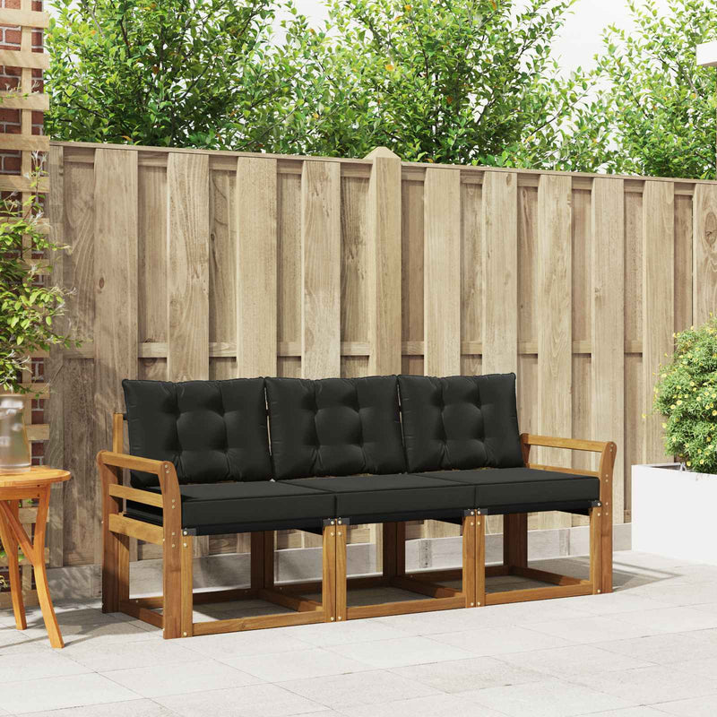 Set de canapele de exterior 3 buc. Natural și Negru