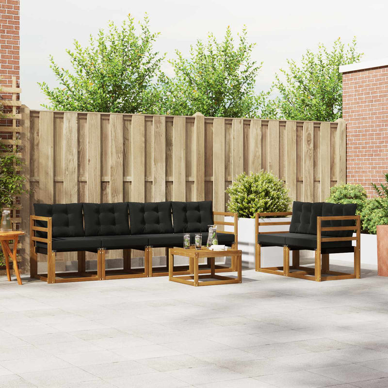 Set de canapele de exterior 7 buc. Natural și Negru