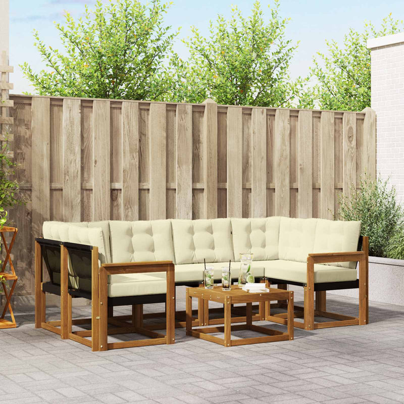 Set de canapele de exterior 7 buc. Natural și Crem