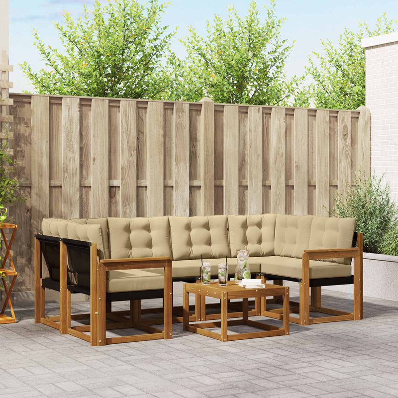 Set de canapele de exterior 7 buc. Natural și Bej